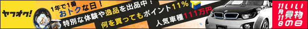 ヤフオク! 1年で1番おトクな日! 特別な体験や逸品を出品中! 何を買ってもポイント11% 人気車種111万円 11月11日 いい買物の日