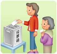 投票用紙を投票箱へ