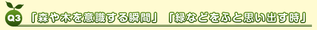 Q3 「森や木を意識する瞬間」「緑などをふと思い出す時」
