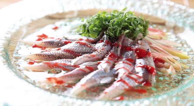 いわしのカルパッチョ梅肉ソース