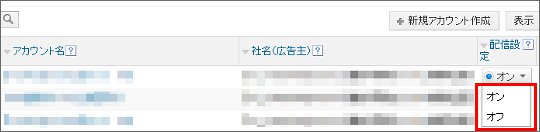 アカウントの配信設定(オン/オフ)の変更1_1