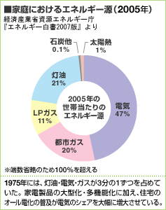■家庭におけるエネルギー源(2005年)