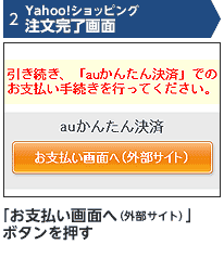 2 Yahoo!ショッピング 注文完了画面 「お支払い画面へ(外部サイト)」ボタンを押す