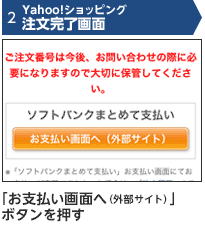 2 Yahoo!ショッピング 注文完了画面 「お支払い画面へ(外部サイト)」ボタンを押す
