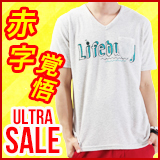 スラブパイルプリントVネックTee