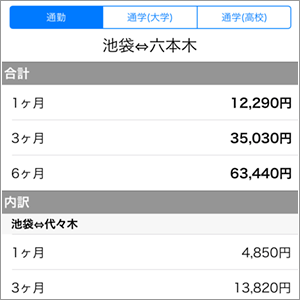 定期代も詳しくわかる
