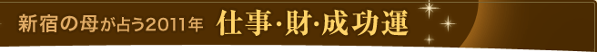新宿の母が占う2011年 仕事・財・成功運